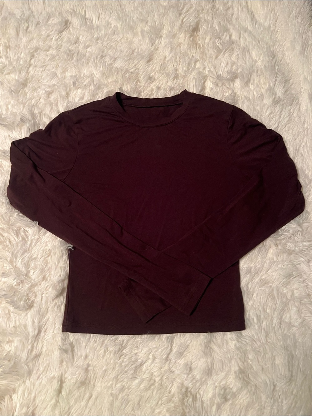 Women's Long Sleeve Crop Top - Deep Plum